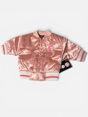 Girls' Shiny Pink varsity Bomber Jacket